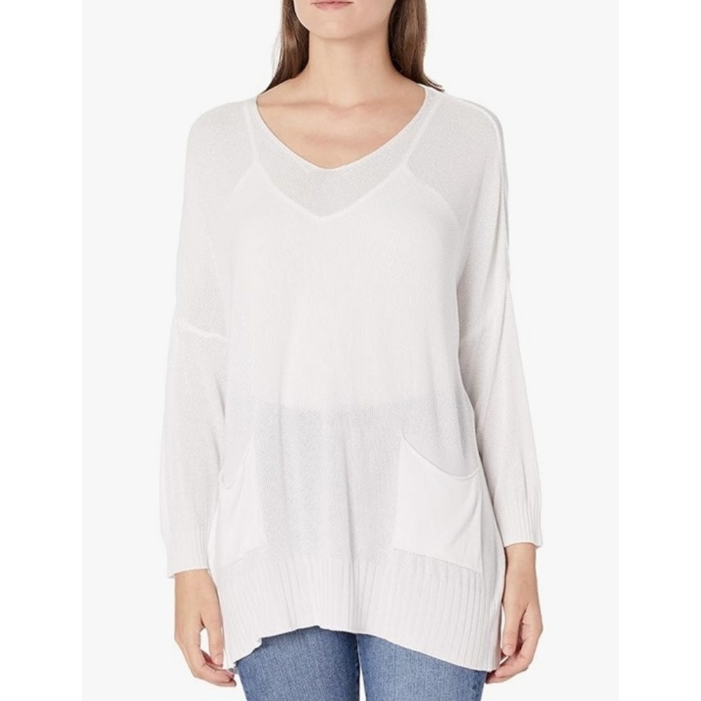 M Made In Italy Blush Pink Size Large Oversize V Neck Drop Sleeve Sweater